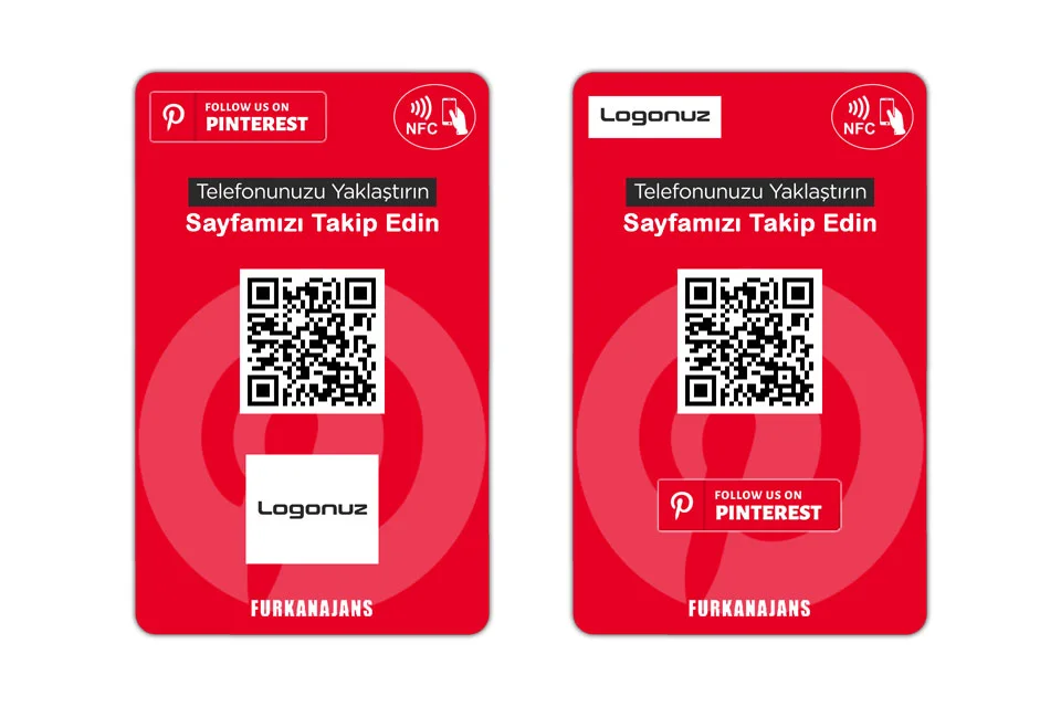 Pinterest İşletme Sayfası Takipçi ve Beğeni NFC Kartı