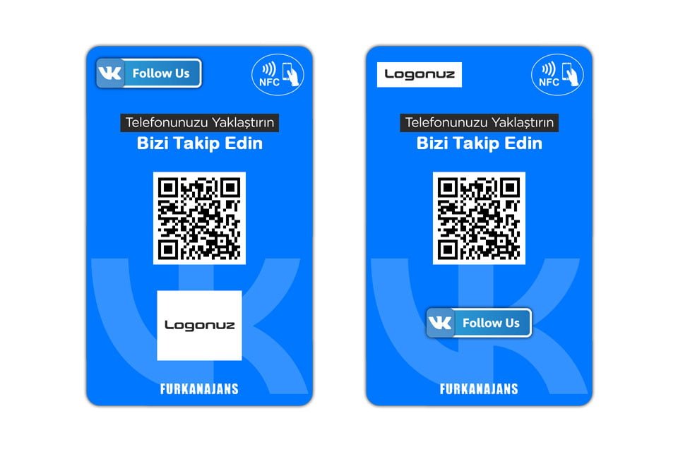 VKontakte (VK) İşletme Sayfası Takipçi ve Abone Ol NFC Kartı