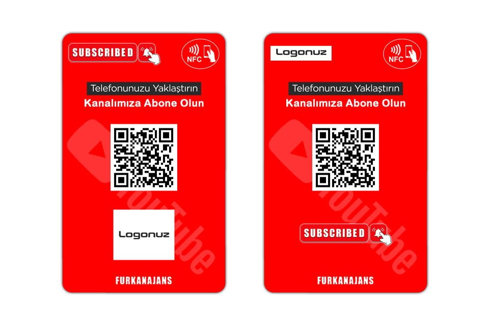 YouTube Abone Ol ve Video Beğeni NFC Kartı
